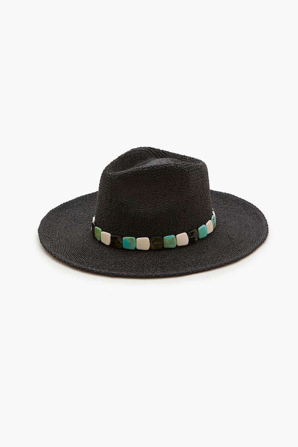 Faux Stone-Trim Straw Fedora | Forever 21 Product Image