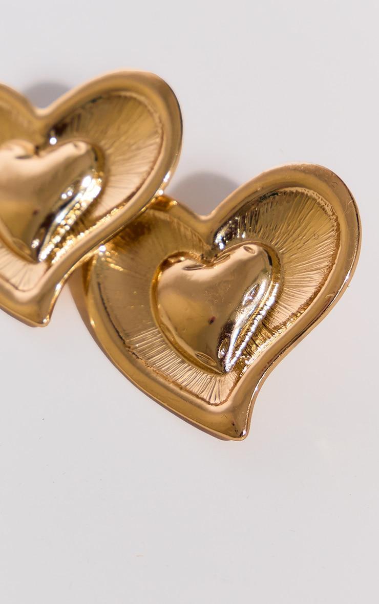 Gold Molten Heart Stud Earrings Product Image