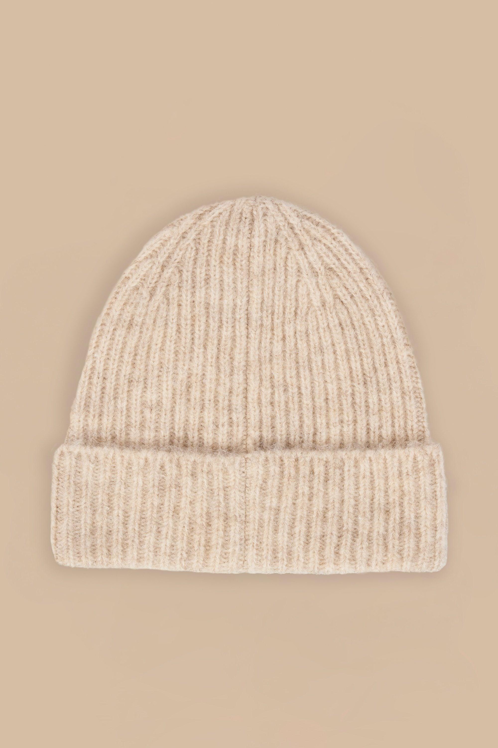 Knit Beanie Hat in Cream Marl Product Image