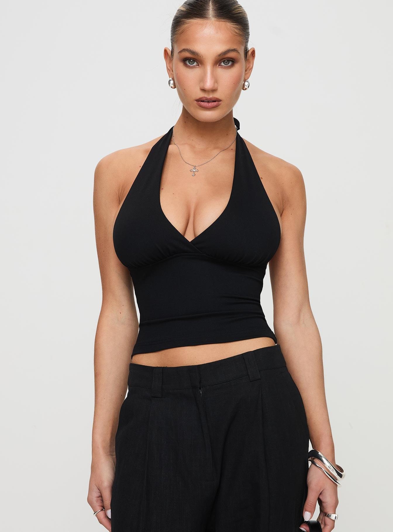 Whimsy Halter Top Black Product Image