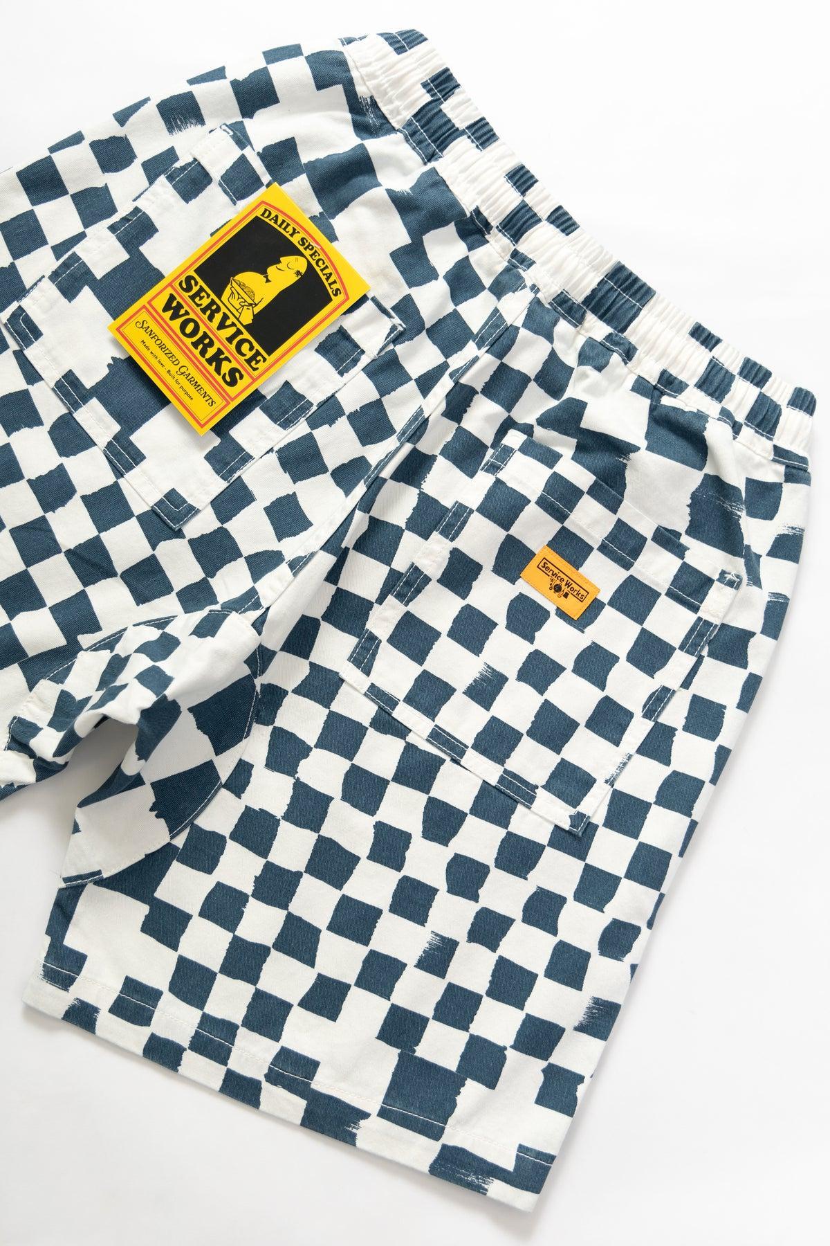 Printed Chef Shorts - Teal Checker Product Image