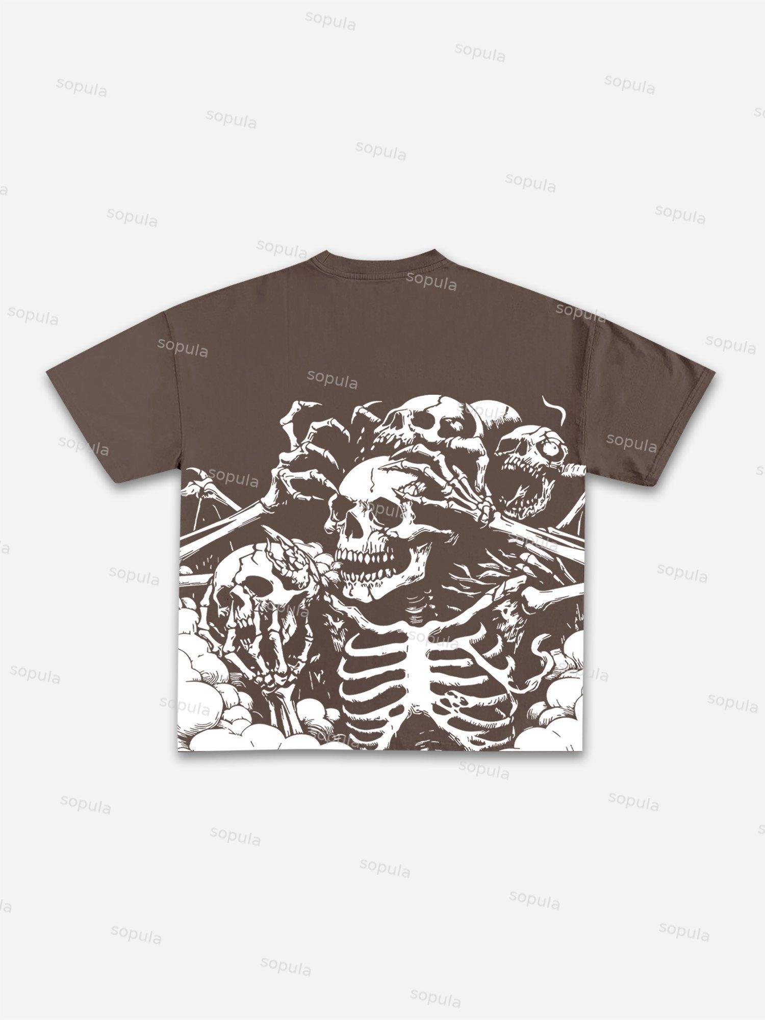 Freedom Skull Graphic Print Cotton T-shirt Product Image