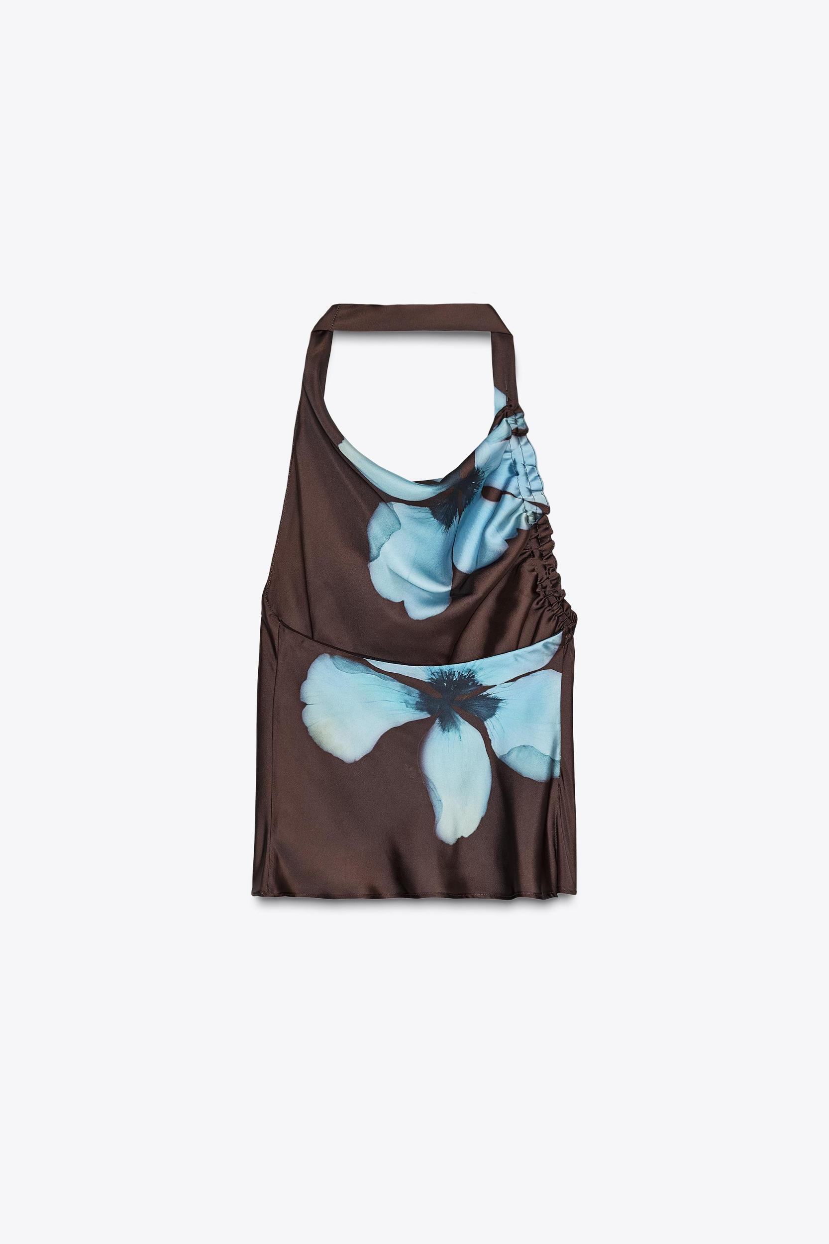 FLORAL PRINT SATIN EFFECT TOP Product Image