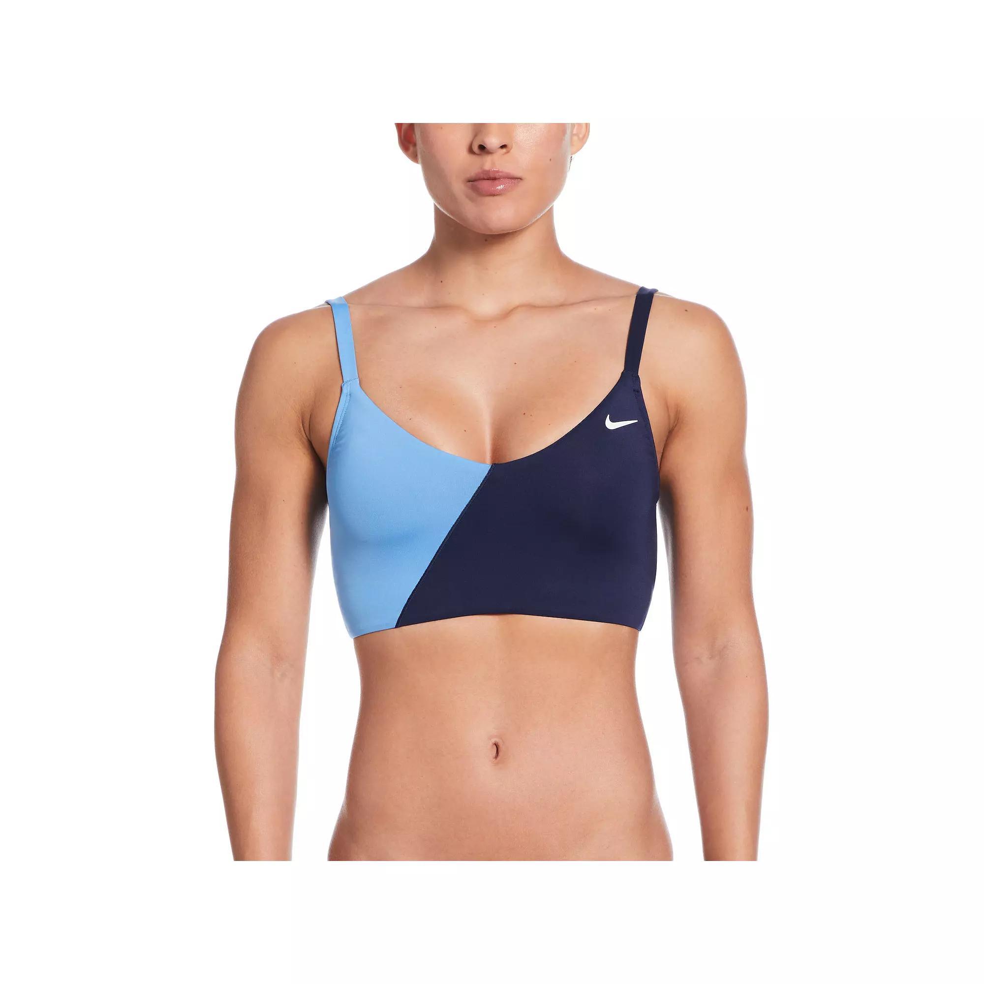 Women's Nike Color Block V-Neck Midkini Swim Top,  Product Image