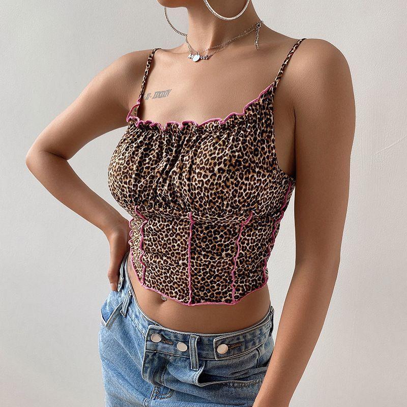 Leopard Print Cropped Camisole Top  Product Image