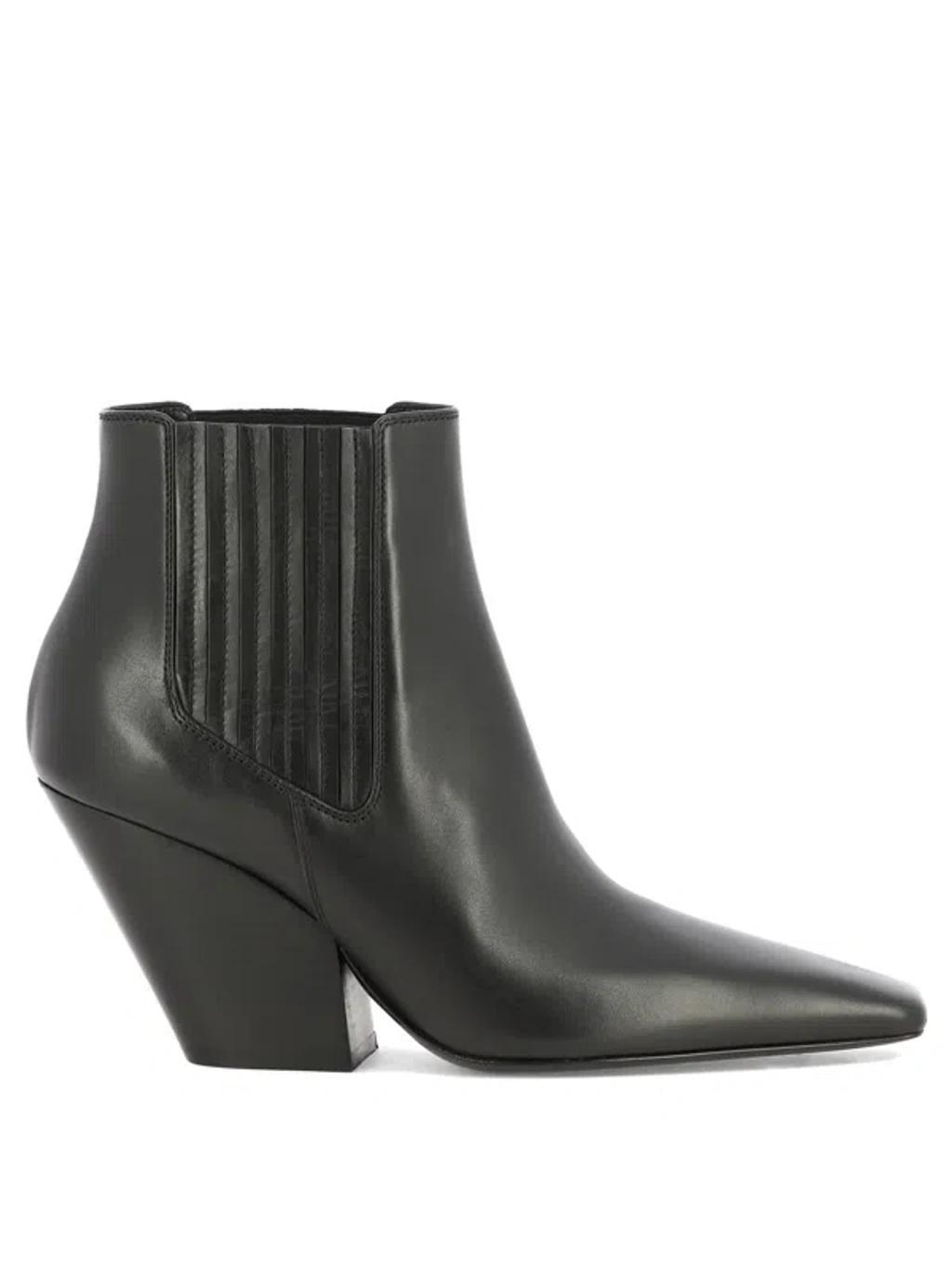 CASADEI Ankle Boots In Black Leather In Nero Neri E Grigi Product Image