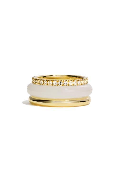 BY PARIAH Slim Classic Set Of 3 Stacking Rings In White Jasper Product Image