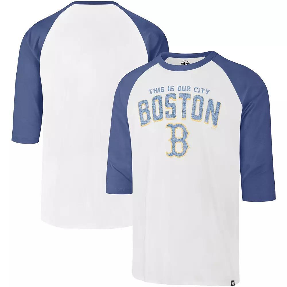 Men's '47 Cream Boston Red Sox City Connect Crescent Franklin Raglan Three-Quarter Sleeve T-Shirt, Size: 2XL, Beige Product Image