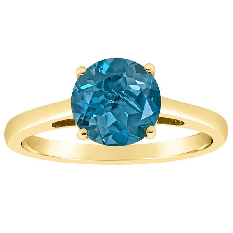 Alyson Layne 14k Gold Round London Blue Topaz Solitaire Ring, Women's, Size: 5 Product Image