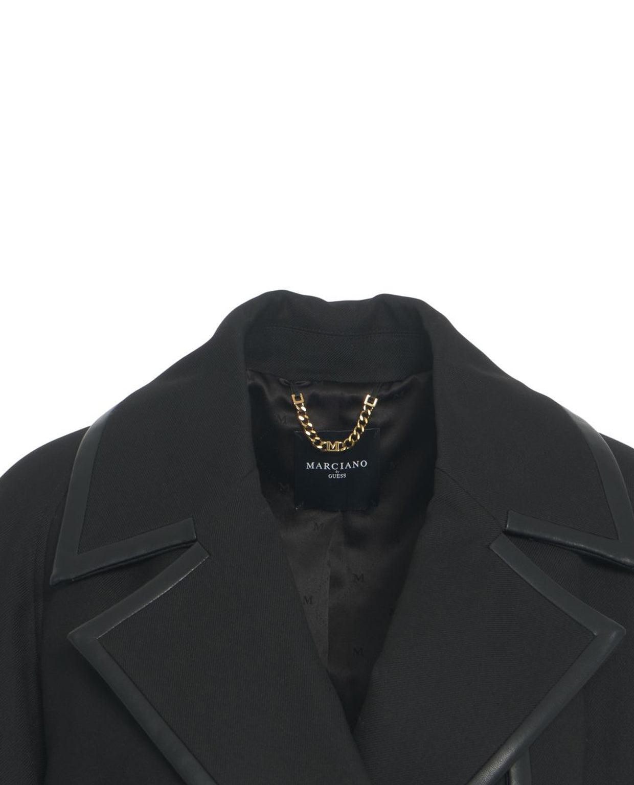 Coat with leather details Product Image