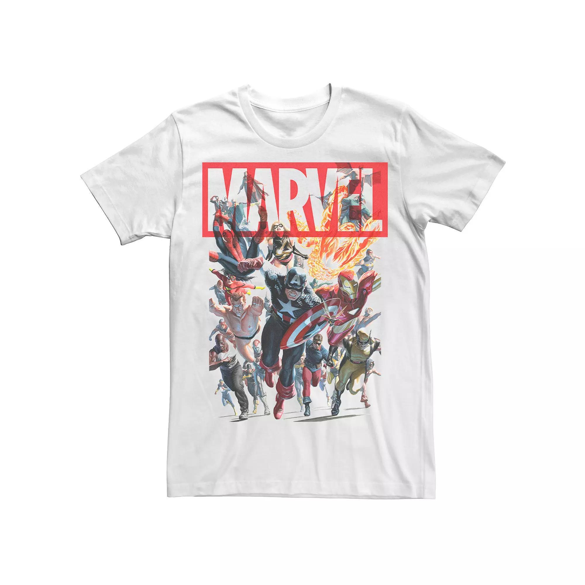 Men's Marvel D23 Exclusive Group Shot Portrait Red Brick Logo Tee,  Product Image