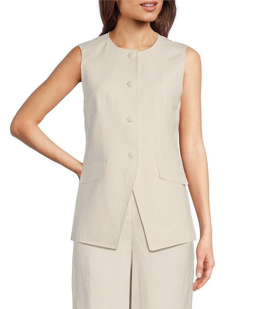 Calvin Klein Linen Blend Button Front Vest Product Image
