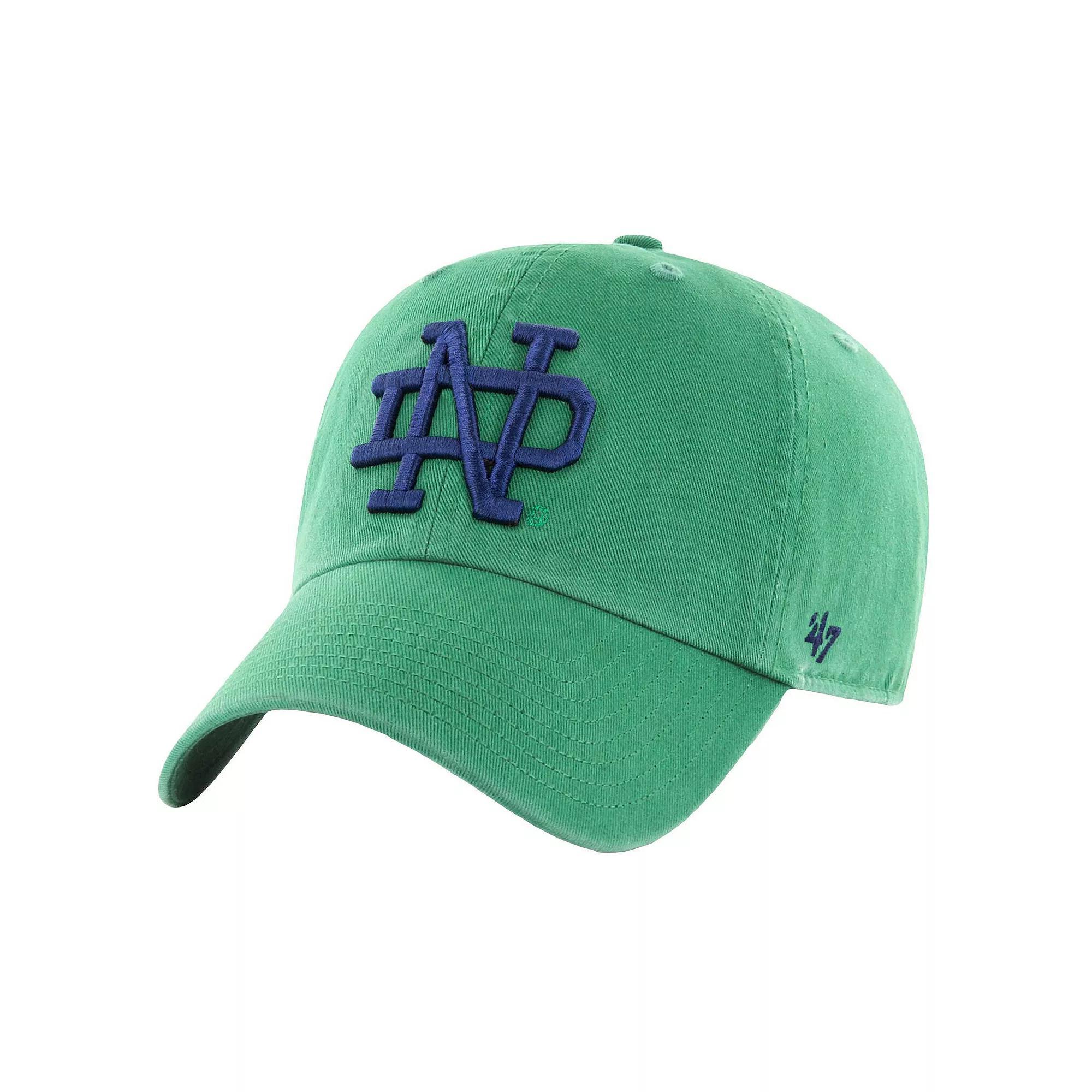 Men's '47 Green Notre Dame Fighting Irish Interlocking Logo Clean Up Adjustable Hat Product Image