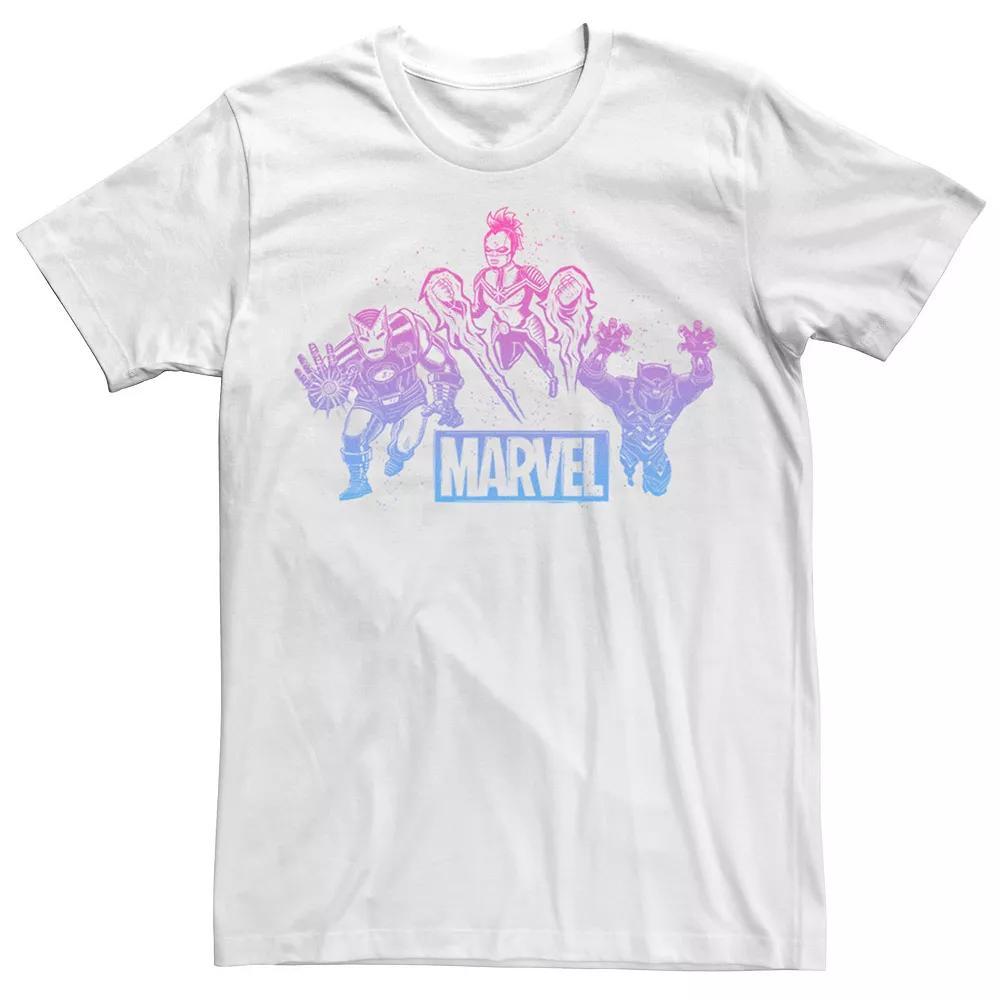 Men's Marvel Gradient Trio Action Shot Tee, Size: Medium, White Product Image