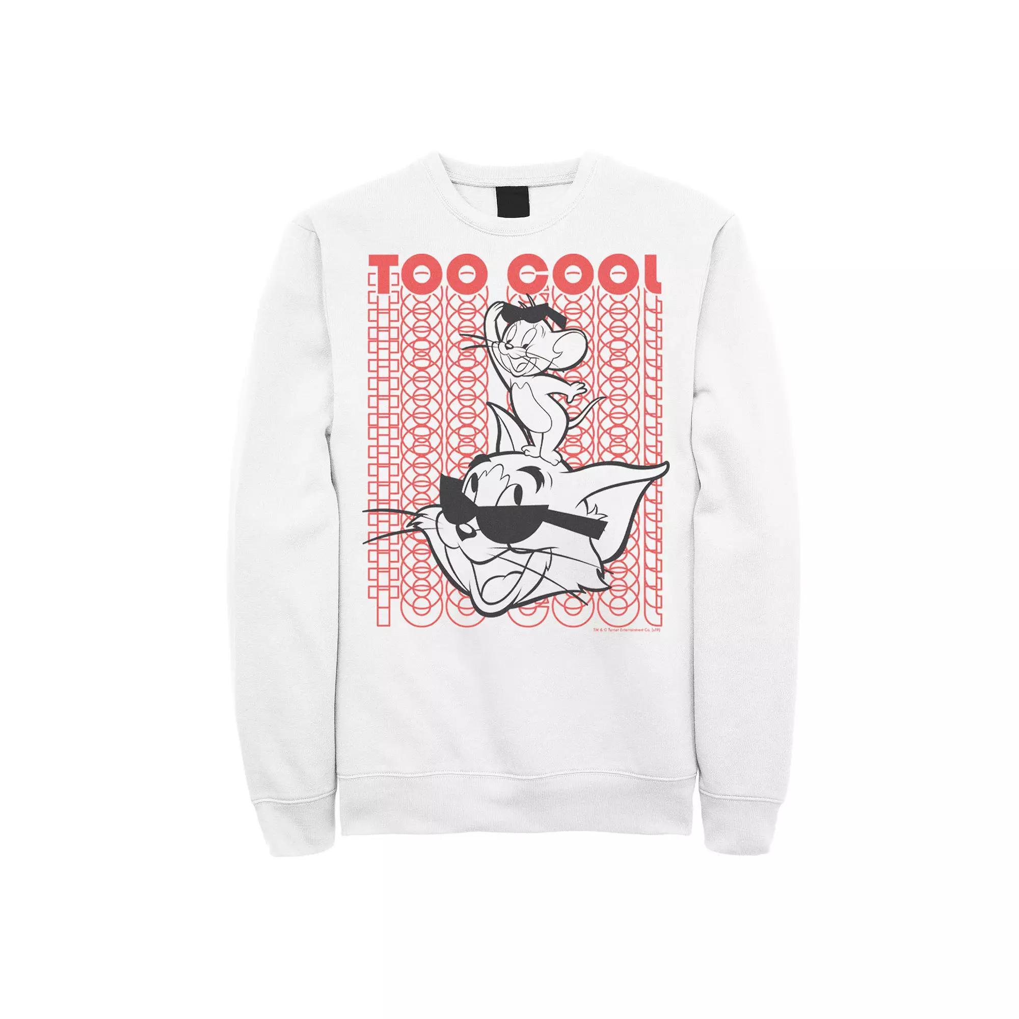 Men's Tom And Jerry Too Cool Word Stack Portrait Sweatshirt,  Product Image