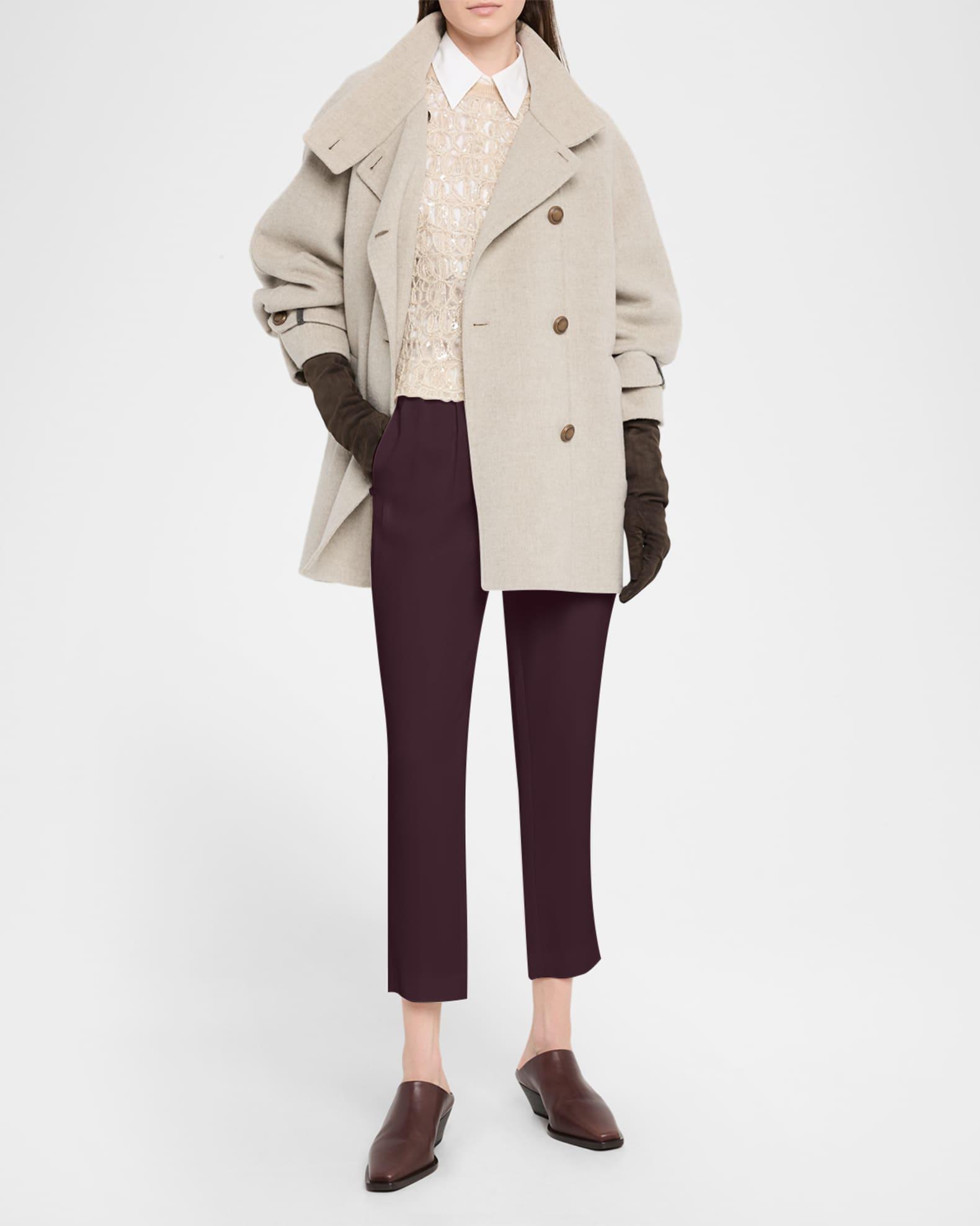 Silk Crepe Cady Tailored Straight-Leg Pull-On Pants Product Image