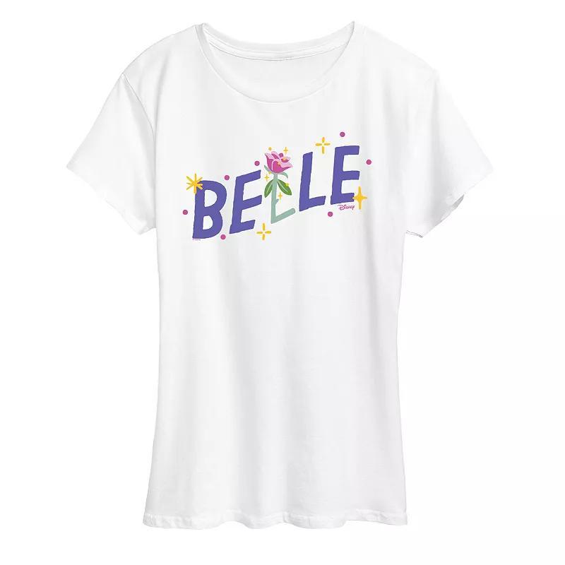 Disney Princess Belle Women's Rose Graphic Tee, Size: XL, White Product Image