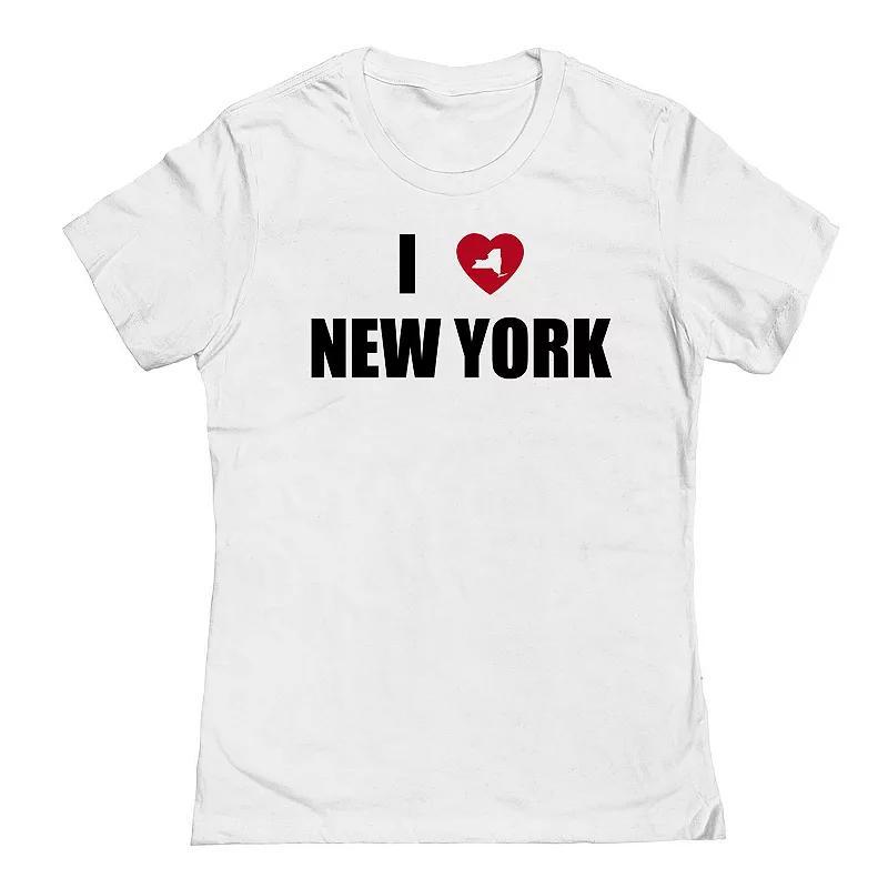 Junior's I Heart New York State Graphic Tee, Women's, Size: Large, White Product Image