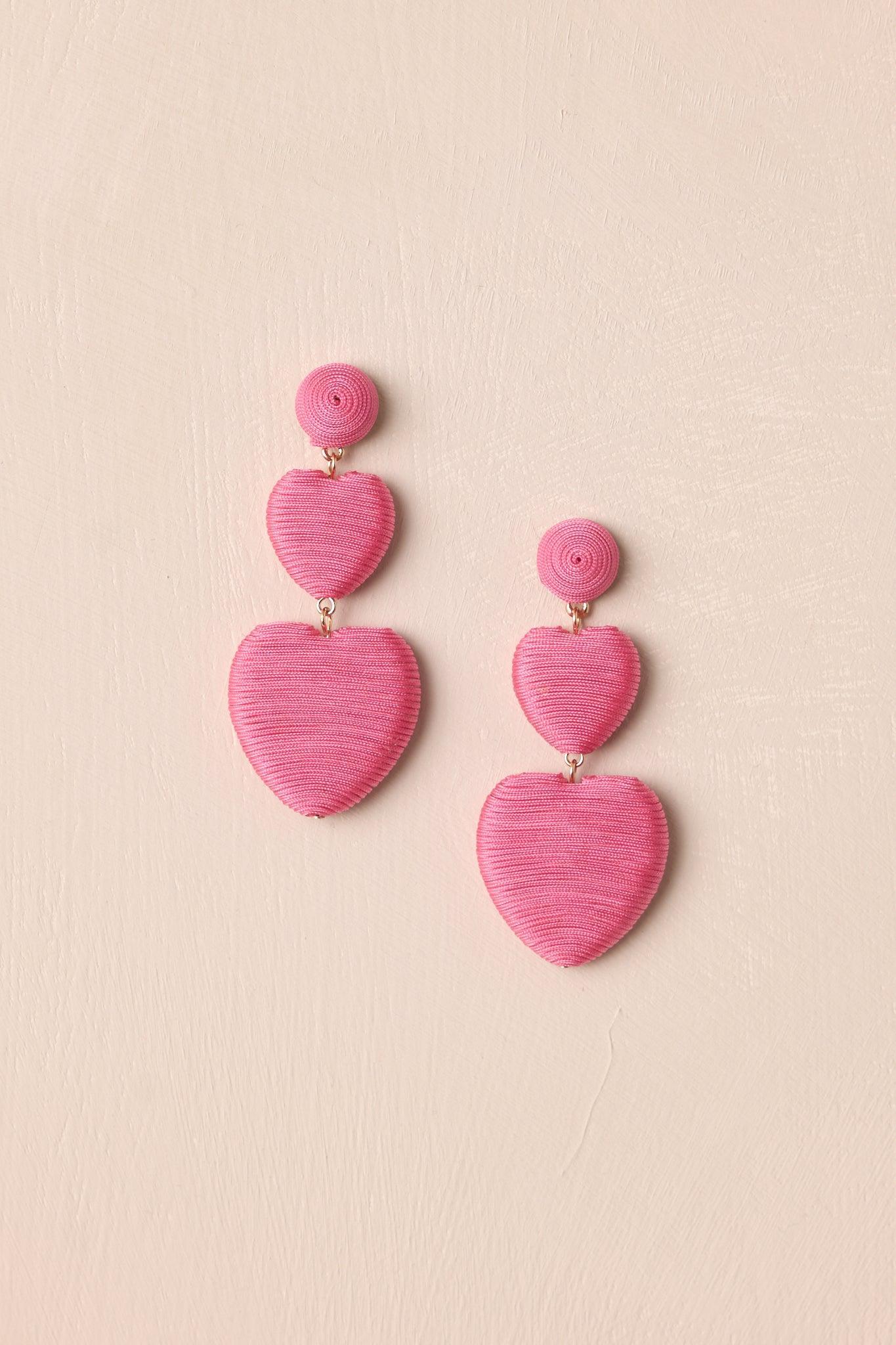 Keep It For Me Pink Heart Drop Earrings Product Image