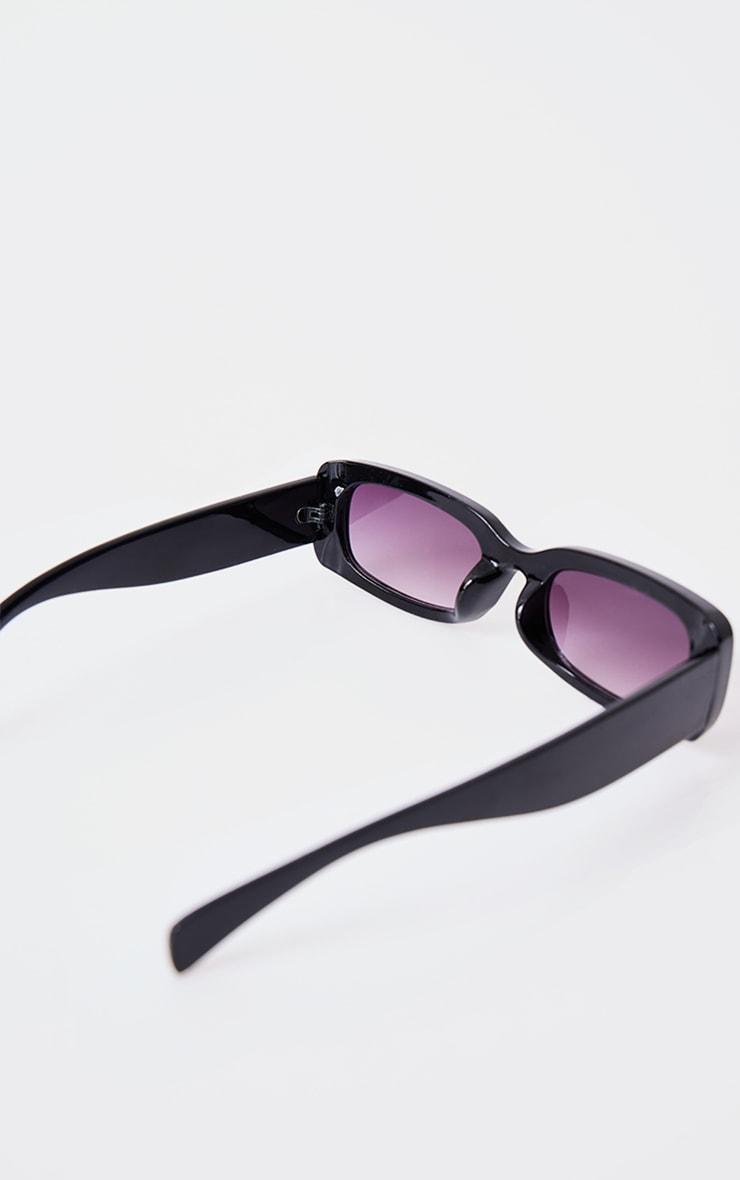 Black Rectangular Slim Frame Sunglasses Product Image
