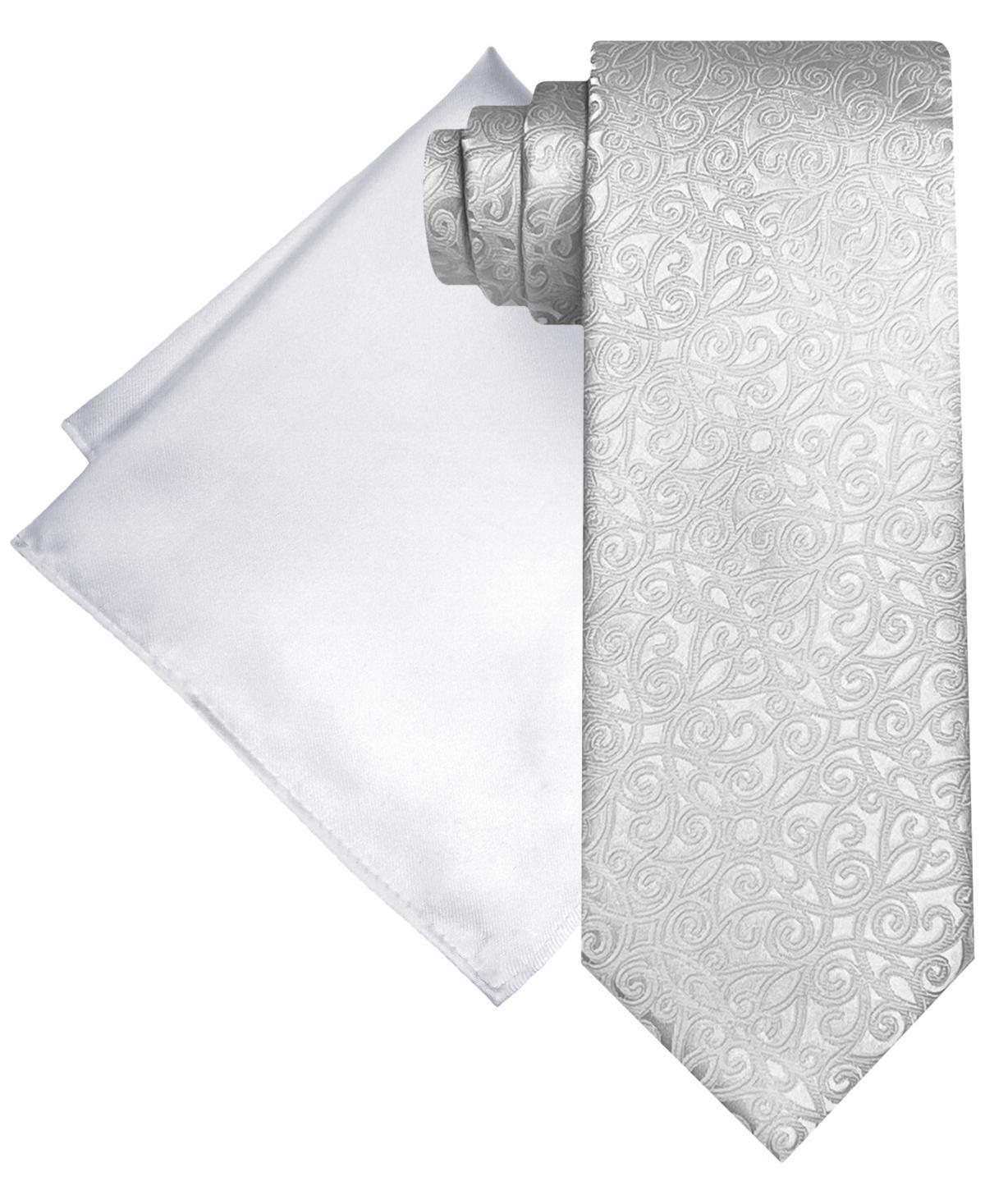 Steve Harvey Mens Ornate Textured Tie & Solid Pocket Square Set Product Image