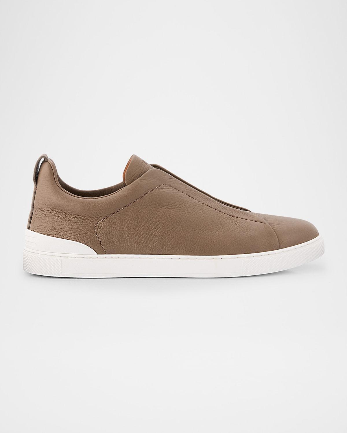 Mens Triple Stitch Deerskin Leather Sneakers Product Image