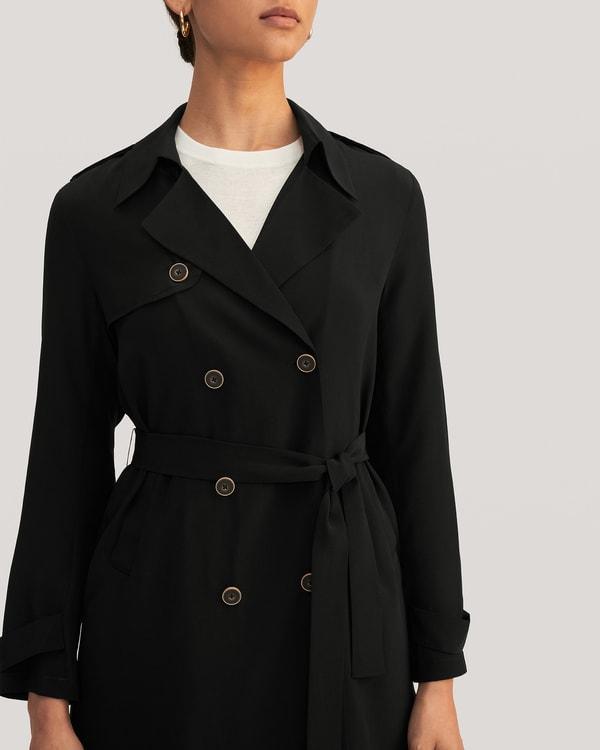 Classic Double-Breasted Silk Trench Coat Product Image