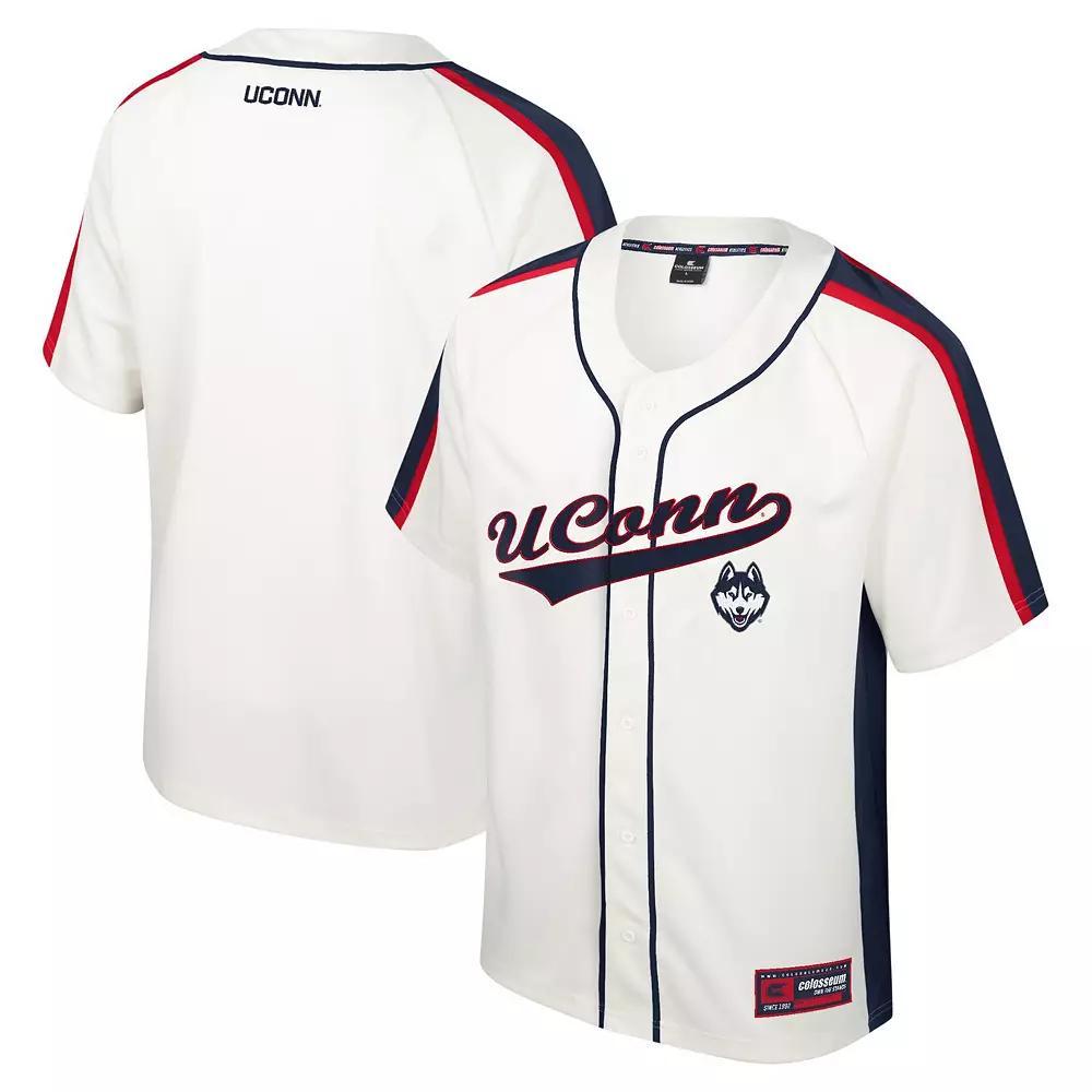 Men's Colosseum Cream UConn Huskies Ruth Button-Up Baseball Jersey, Size: 2XL, Beige Product Image