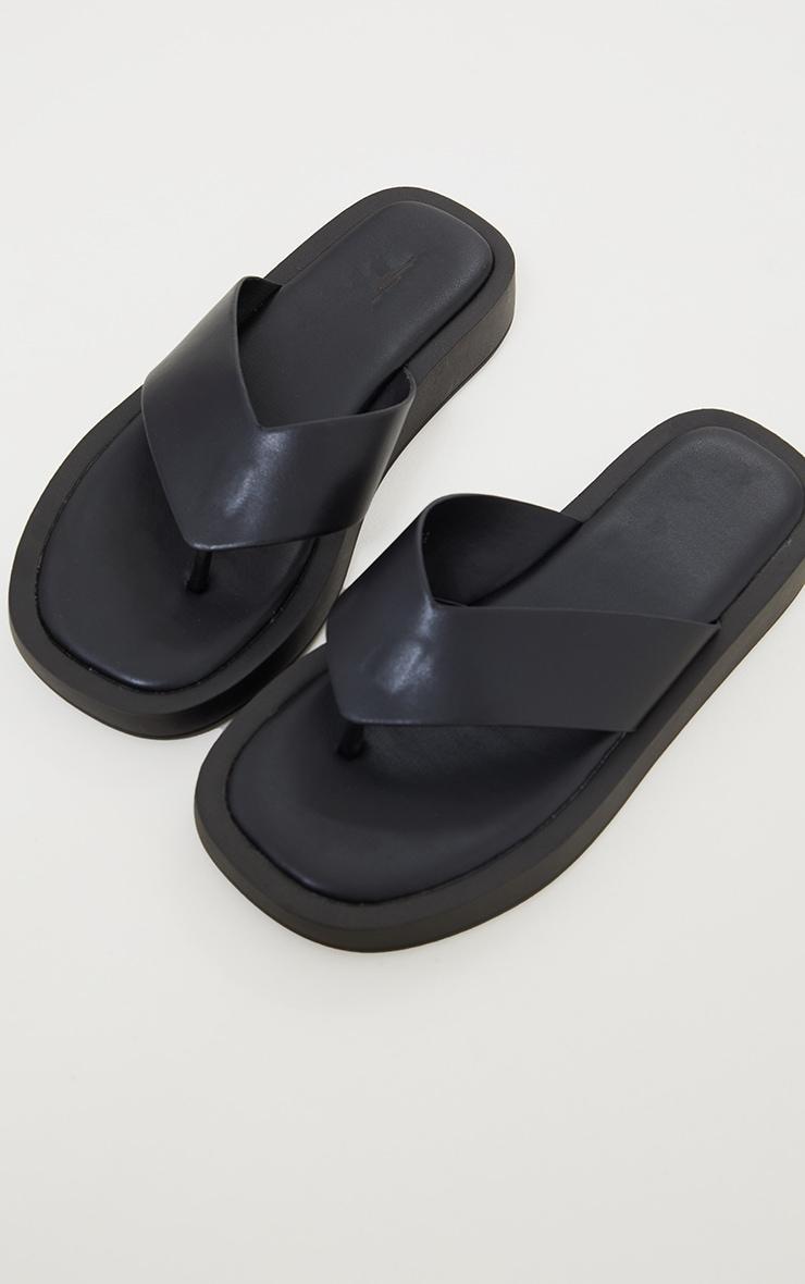 Black Chunky Sandal Toe Post Flip Flops Product Image