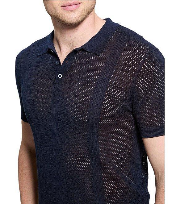 Guess Short Sleeve Mesh Stripe Rib Elijah Polo Shirt Product Image