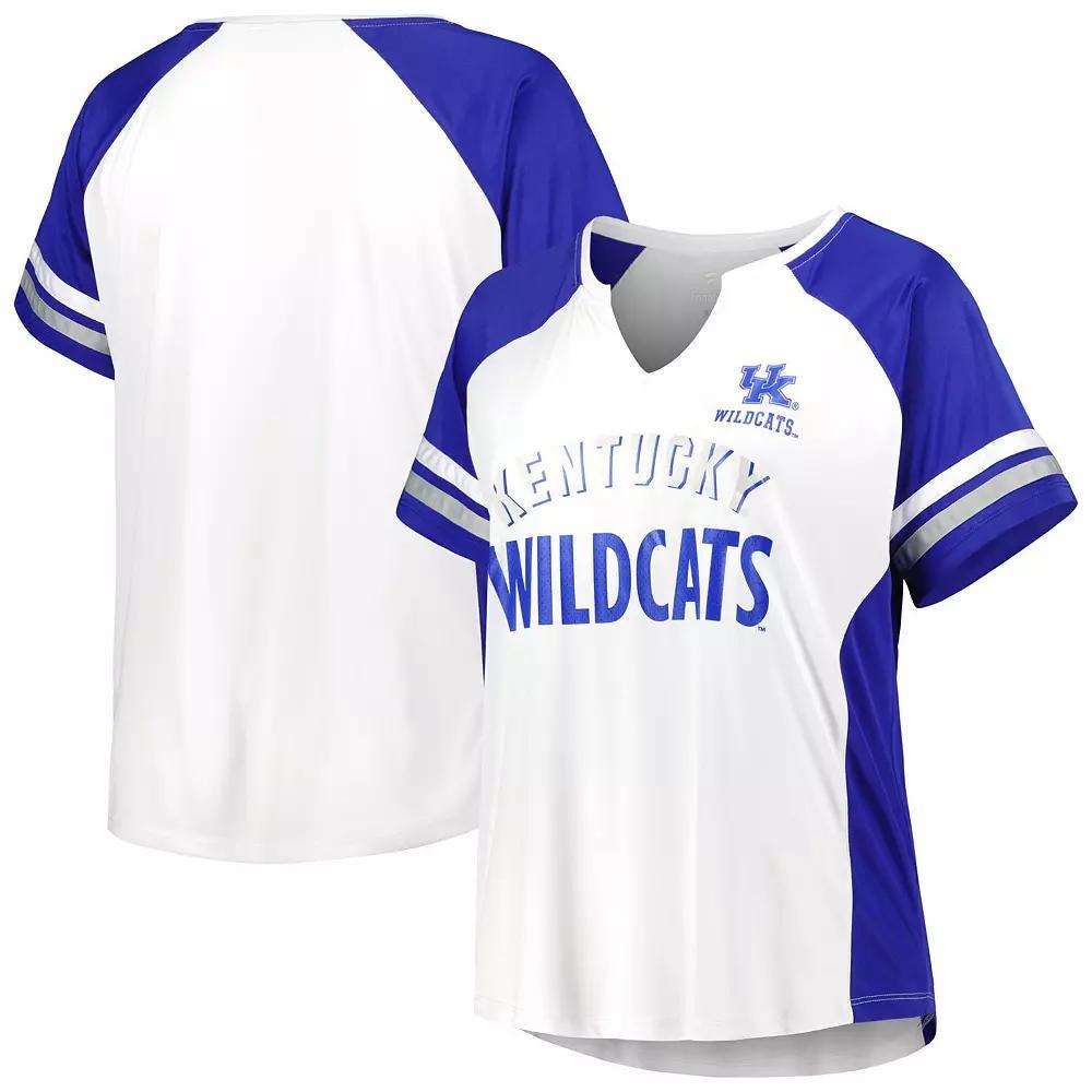Womens Kentucky Wildcats Plus Size Stripe Raglan Notch Neck T-Shirt Product Image