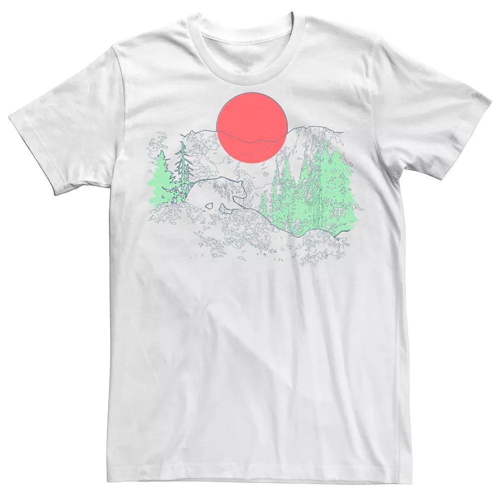 Men's Coloring Bear Mountains Line Art Graphic Tee, Size: Medium, White Product Image