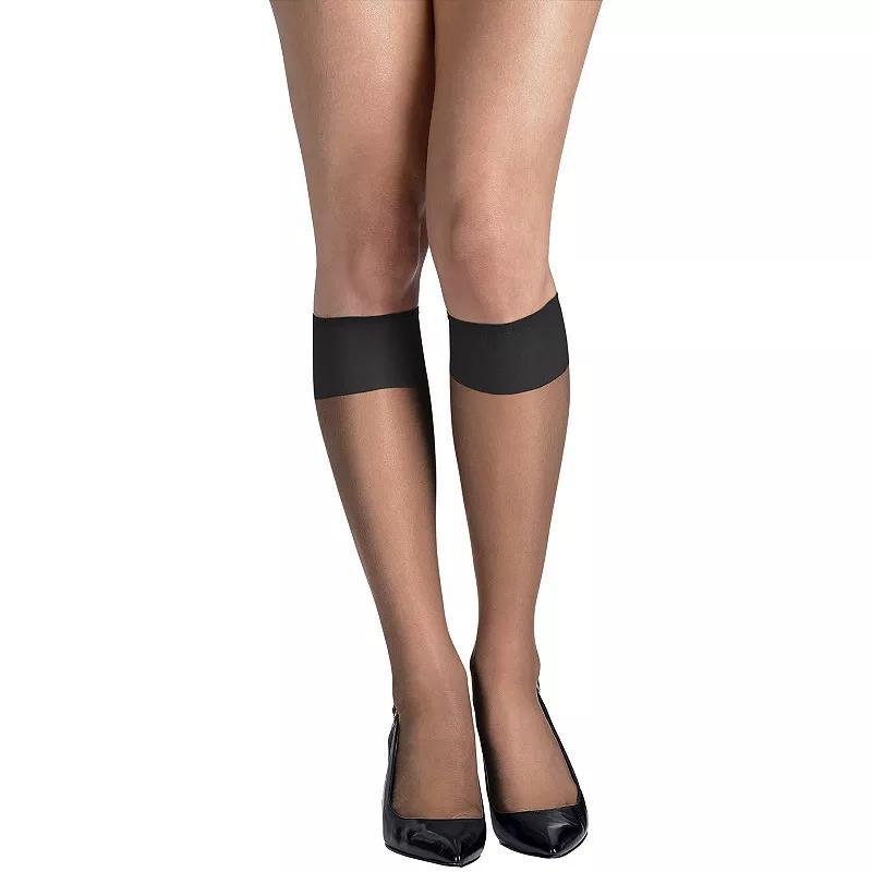 Hanes Silk Reflections Silky Sheer Knee Highs, Toe, 2-Pairs Barely There Womens Product Image