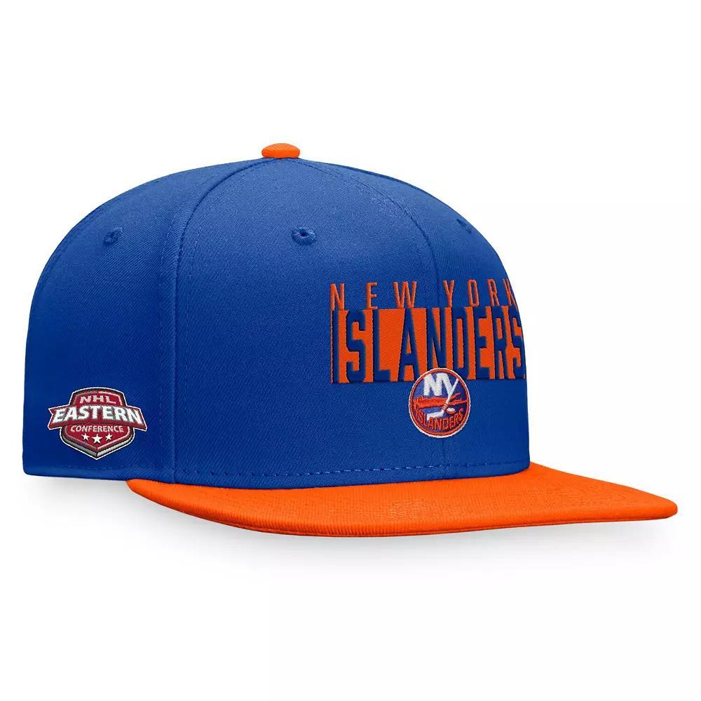 Men's Fanatics Branded Royal/Orange New York Islanders Fundamental Colorblocked Snapback Hat, Isl Blue Product Image