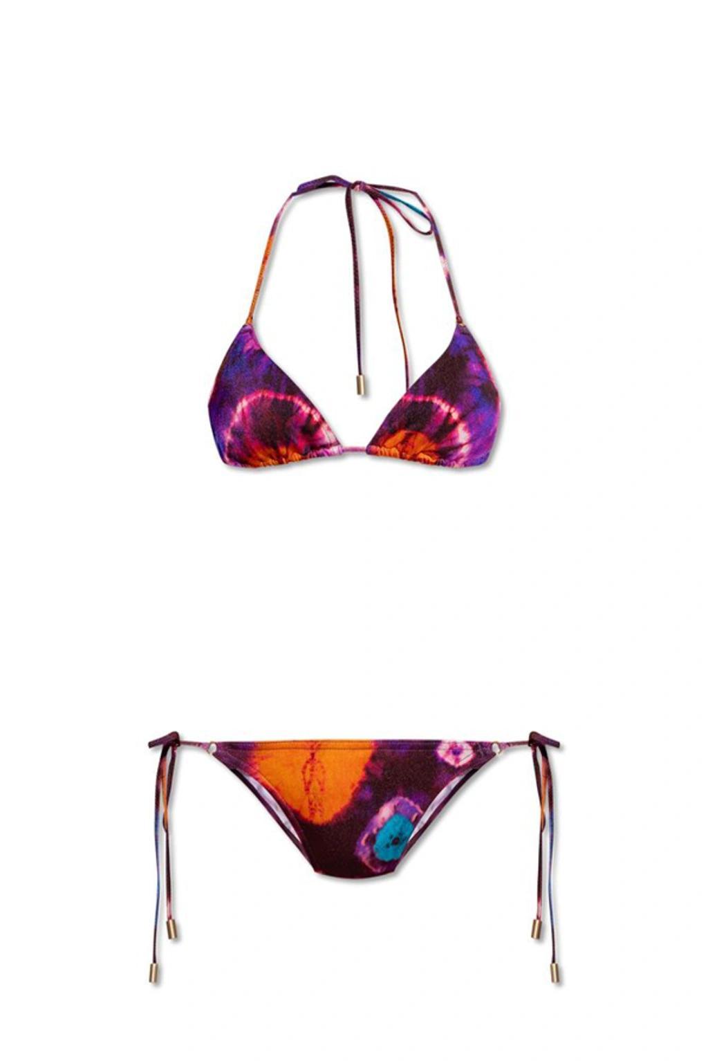 ZIMMERMANN Womens Tie Dye Multi Acadian Tie-dye Triangle Bikini Set In Multicolor Product Image