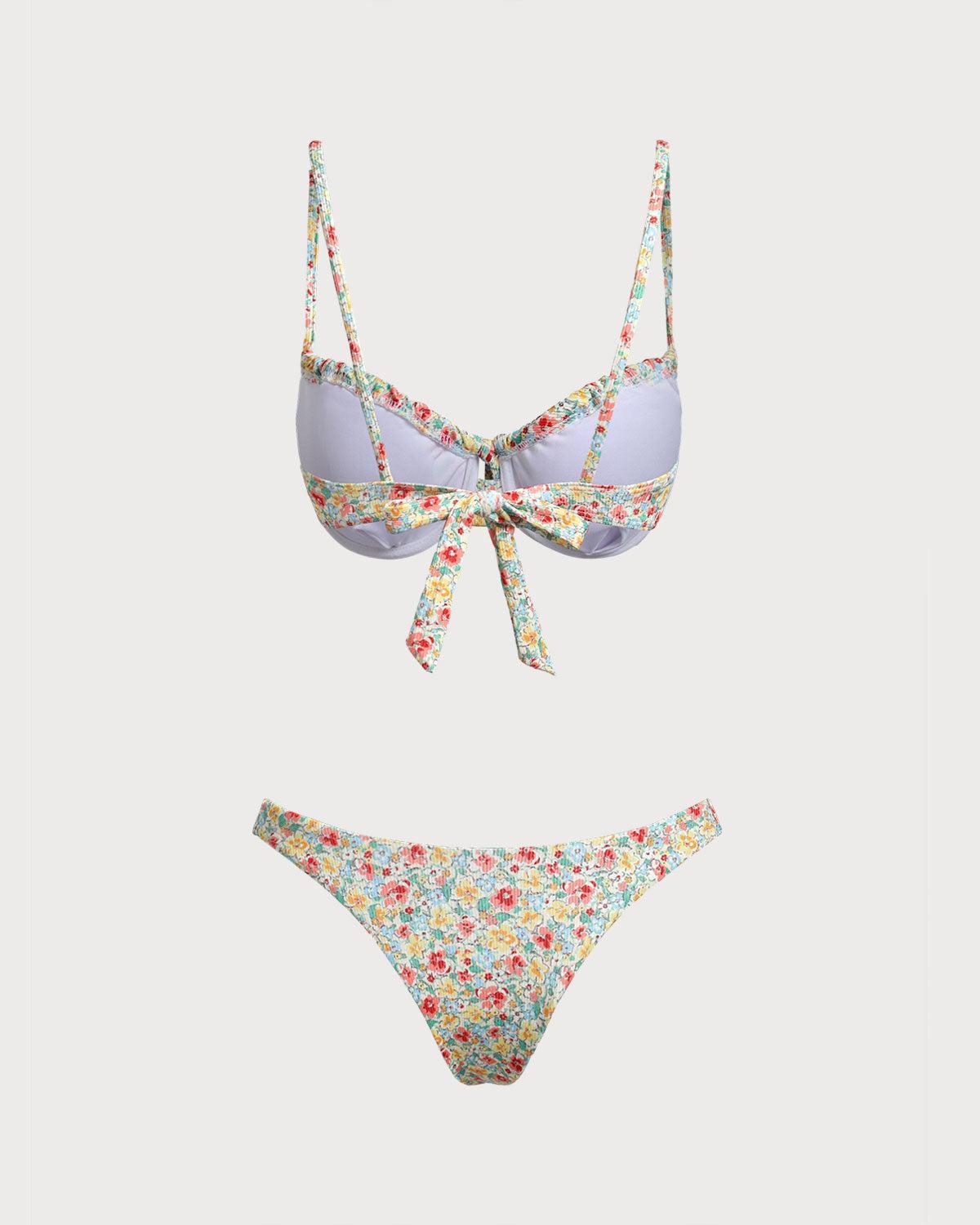 Green Floral Twist Bikini Sets Product Image