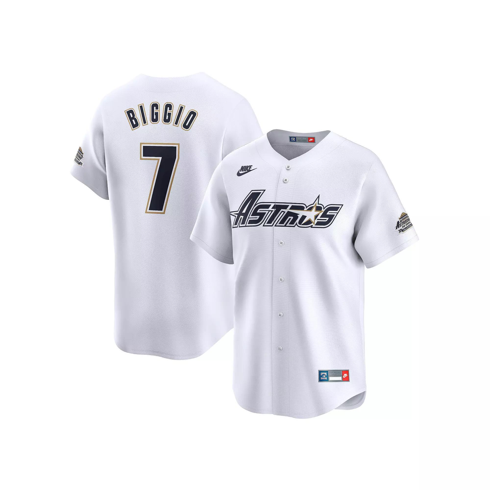 Men's Nike Craig Biggio White Houston Astros Throwback Cooperstown Collection Limited Jersey,  Product Image