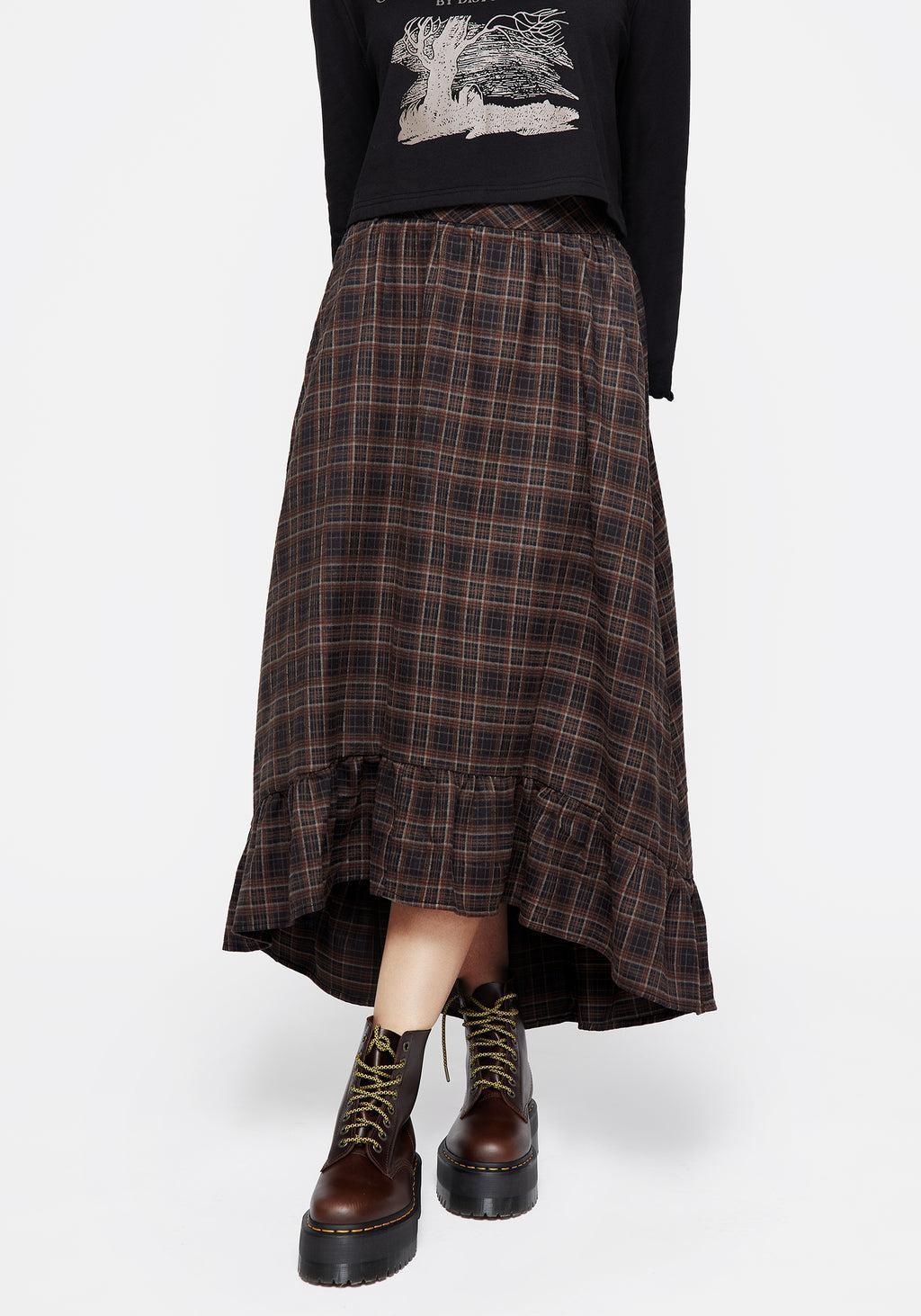 Embla Check Ruffle Maxi Skirt Product Image