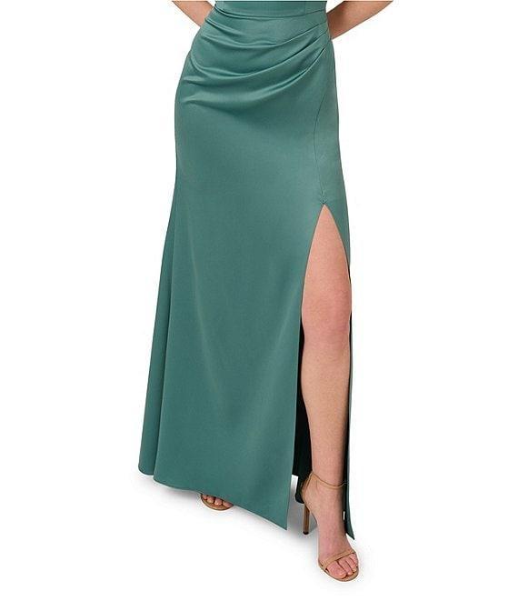 Adrianna Papell Satin Crepe Square Neck Sleeveless Sheath Gown Product Image