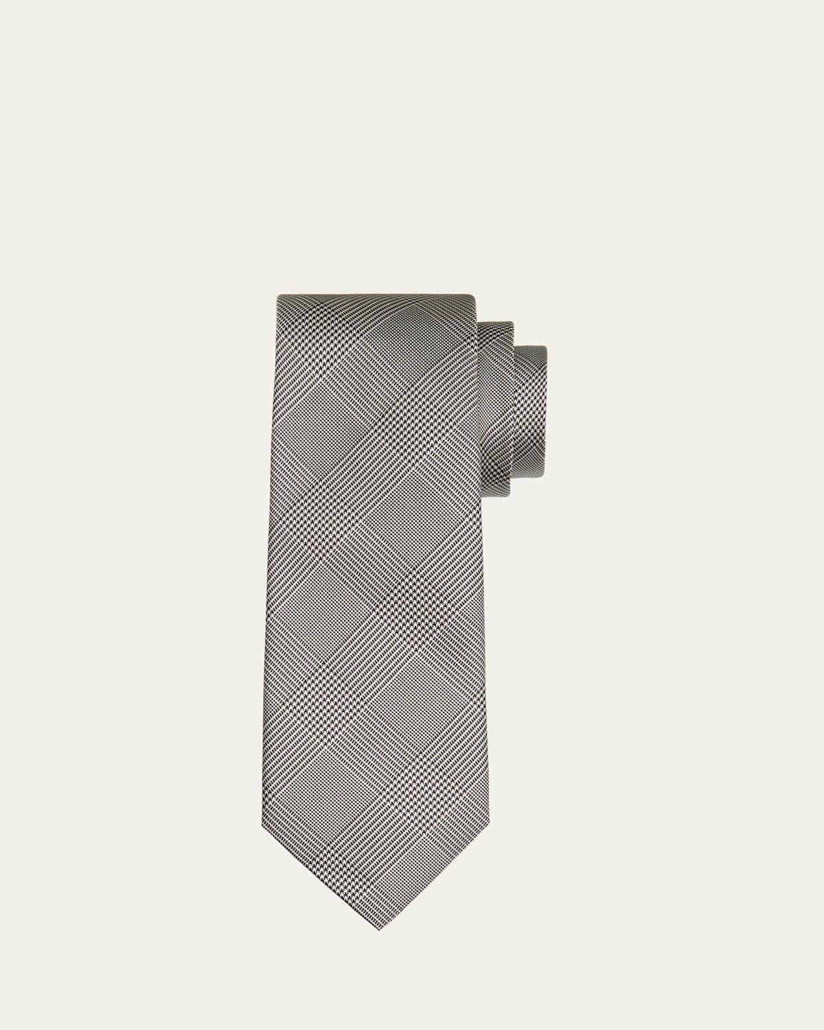 Mens Glen Check Mulberry Silk Tie Product Image