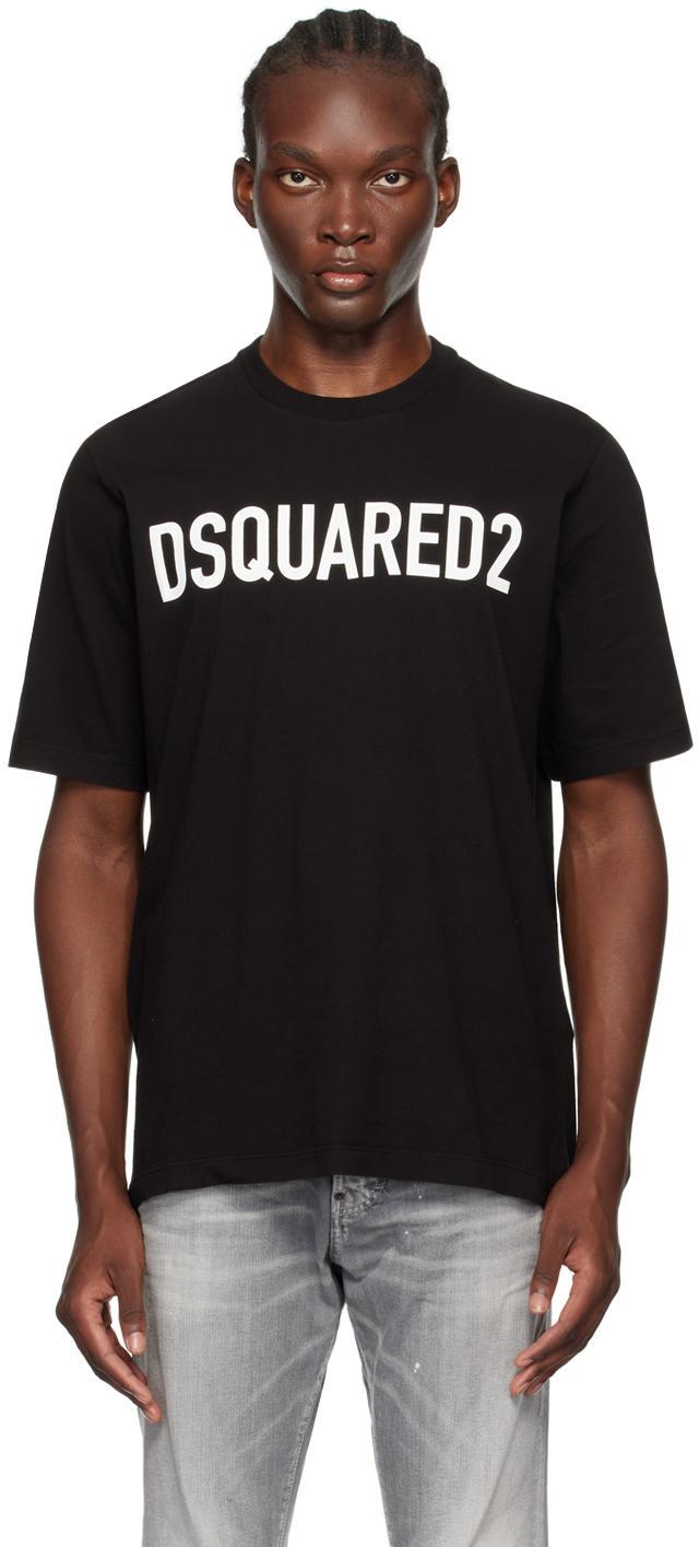DSQUARED2 Mens Black Brand-print Crewneck Regular-fit Cotton-jersey T-shirt Product Image