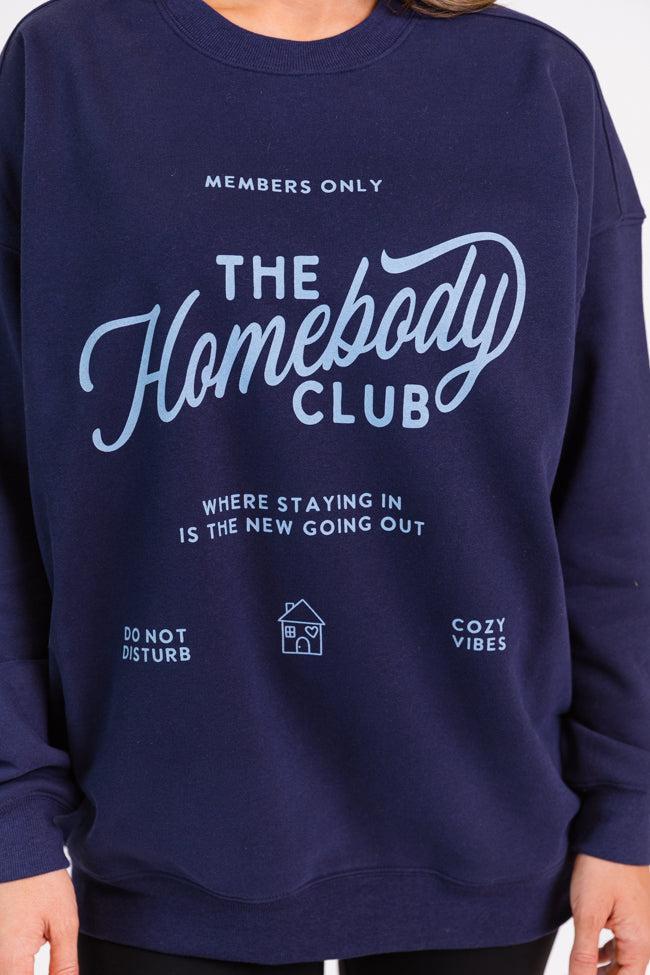 The Homebody Club Navy Oversized Graphic Sweatshirt FINAL SALE Product Image