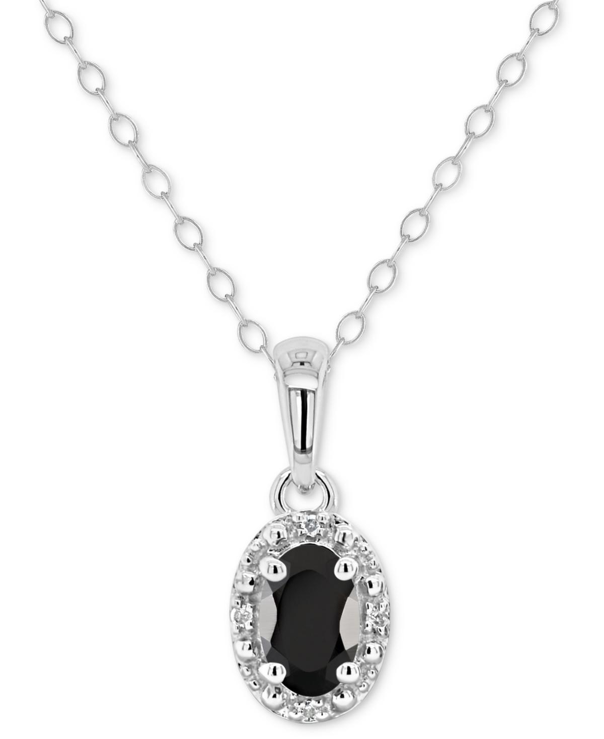 Celebration Gems Sterling Silver Oval Labradorite & Diamond Accent Pendant Necklace, Womens Product Image