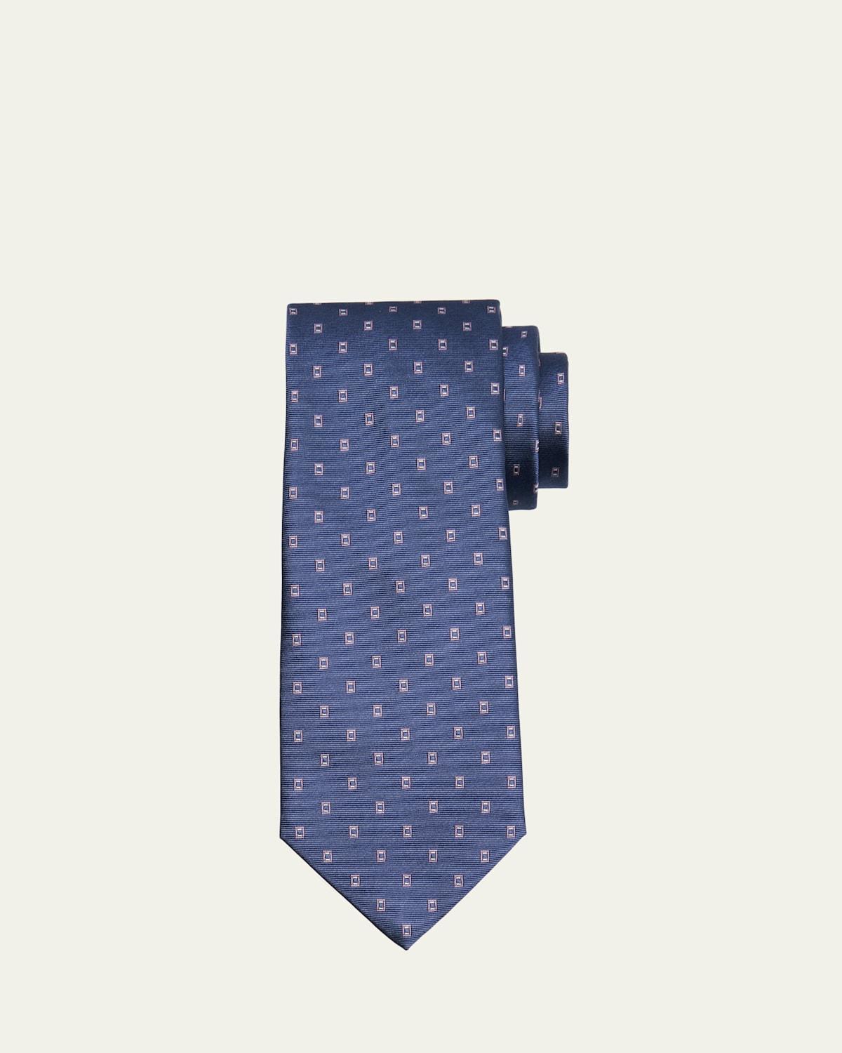 Mens Geometric Jacquard Silk Tie Product Image