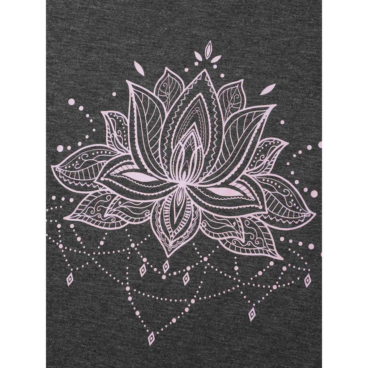 Plus Size Floral Printed Round Neck Stretchy T-shirt DimGray Women Casual Non Natural Flowers Round Neck Everyday T-shirts BloomChic 12/L Product Image