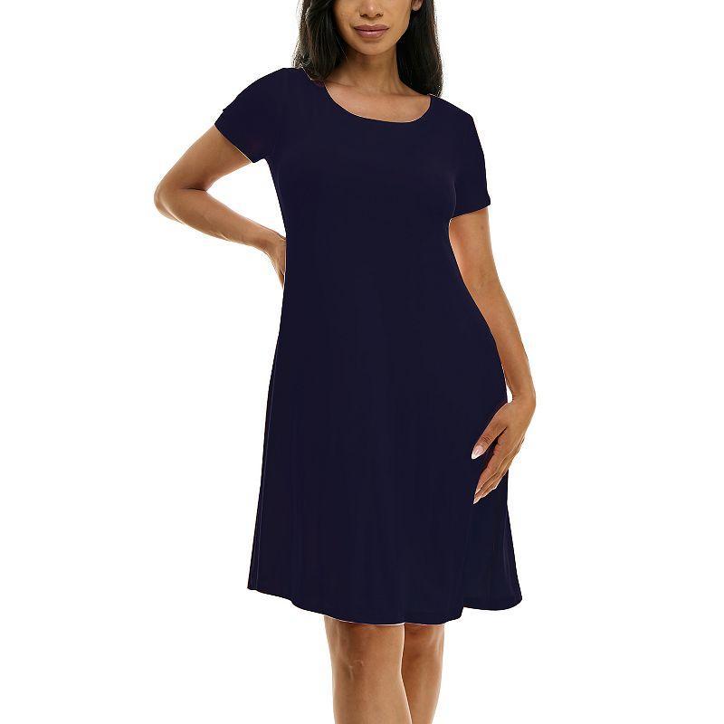 Womens Nina Leonard Lace-Up Back Swing Dress Blue Product Image