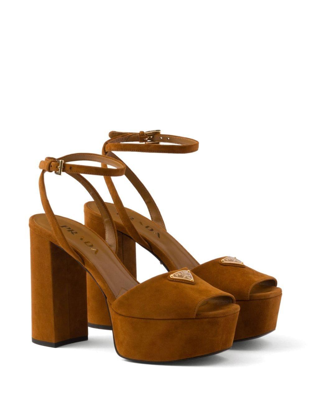 Suede Platform Sandals In Brown Product Image