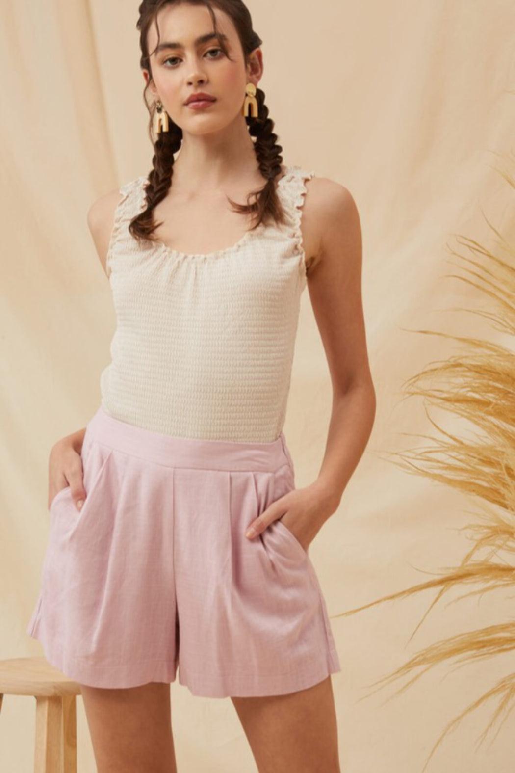 High Waist Linen Short Product Image