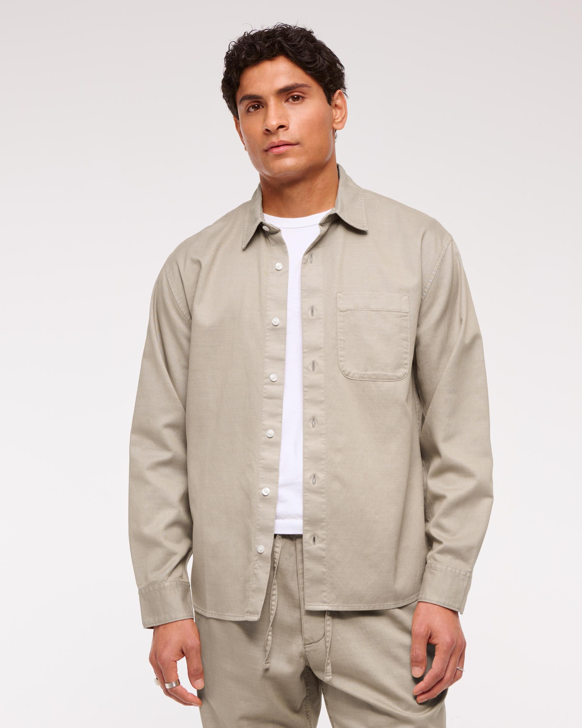 Long-Sleeve Garment Dye Button-Up Shirt Product Image