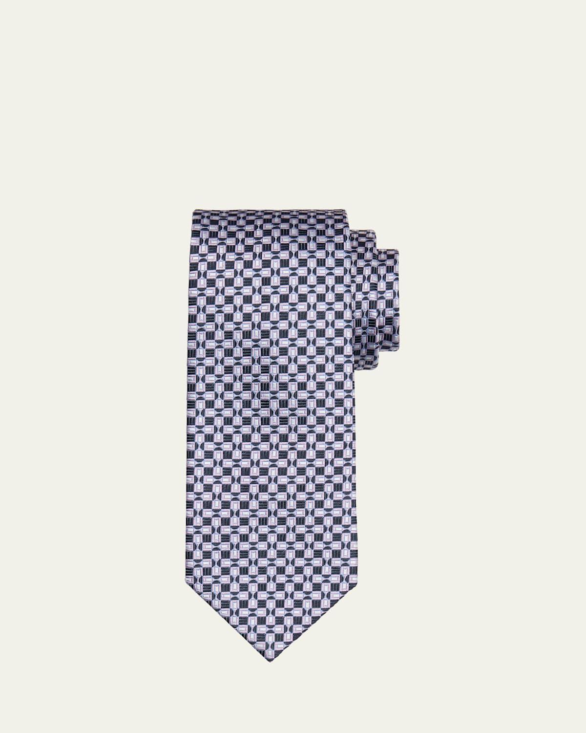 Mens Geometric Jacquard Silk Tie Product Image